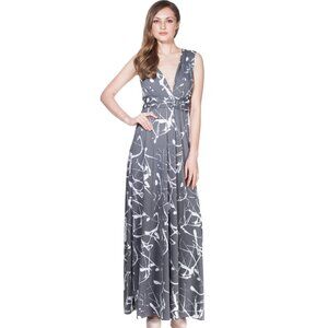 Von Ronen White and Gray Long Transformer Convertible Dress, One Size